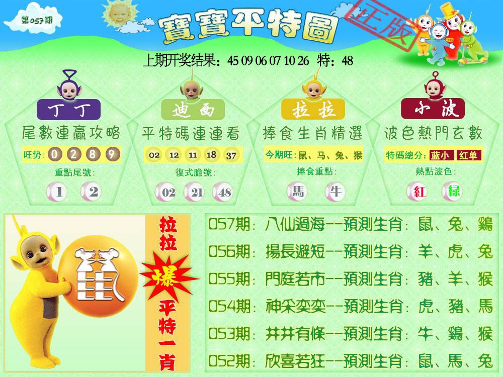 057期天线宝宝平特图[图]