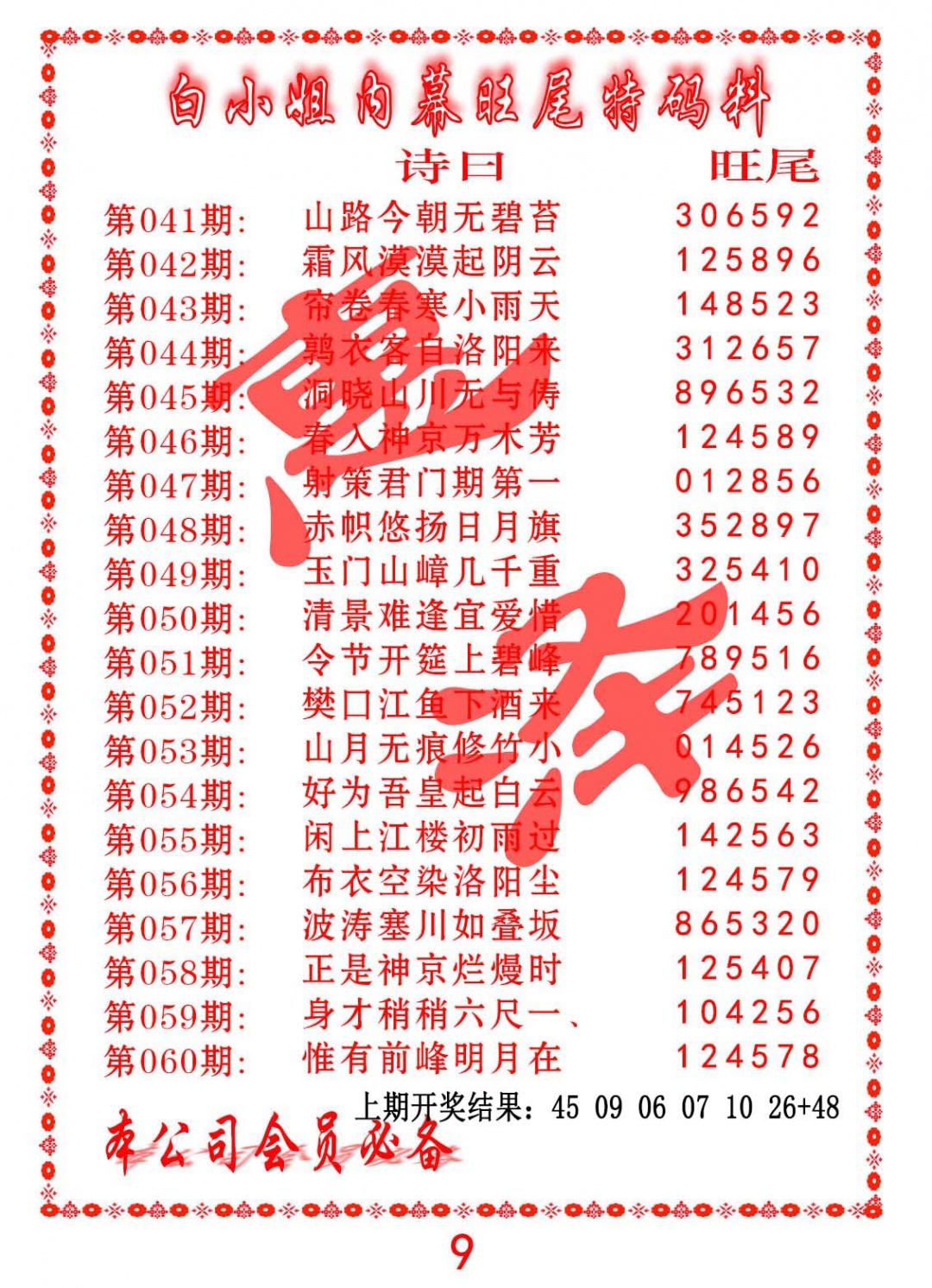 057期内幕旺尾特码料[图]