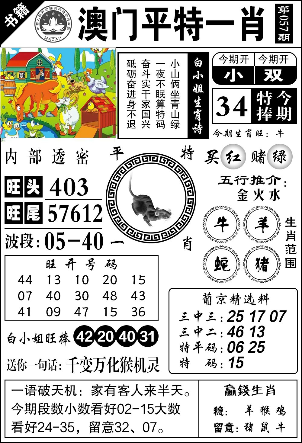 057期澳门内部透密[图]