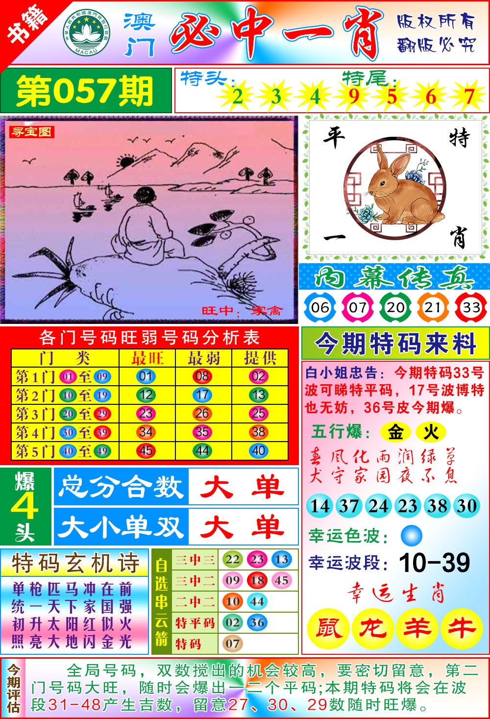 057期澳门玄机一特[图]