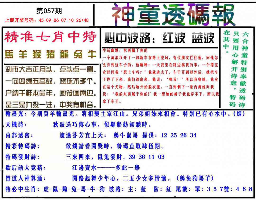057期神童透码报[图]