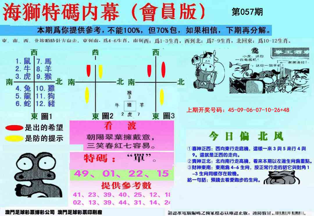 057期另版海狮特码内幕报[图]