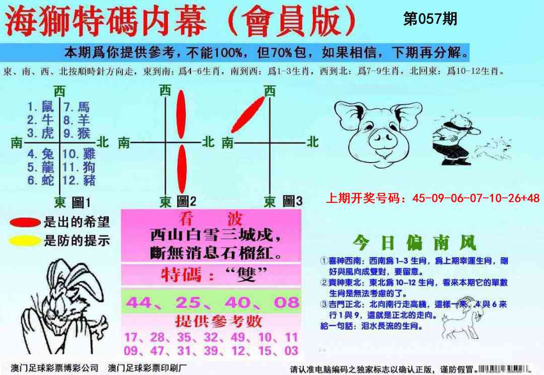 057期海狮特码会员报[图]