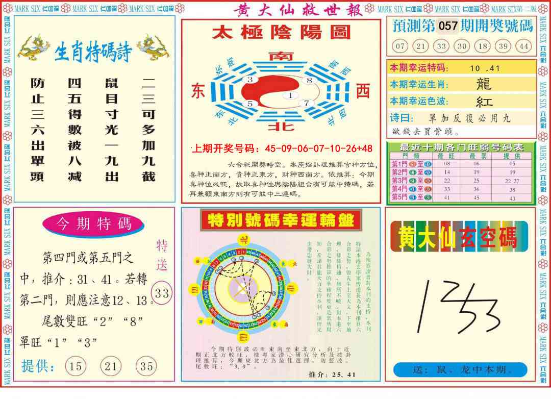 057期新黄大仙救世B[图]